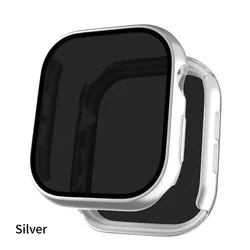 Anti - Peeping Tempered Privacy Glass and Case for Apple Watch Series 10 (Silver)