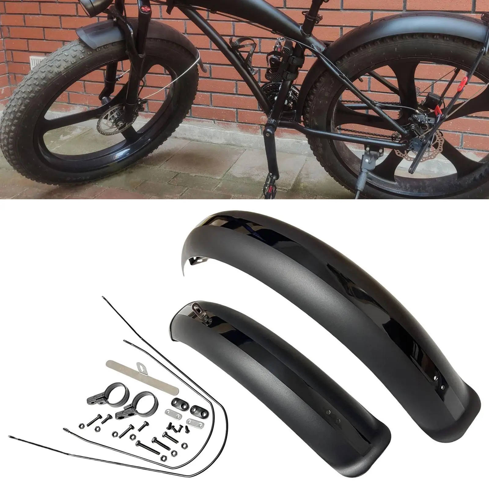 Bike Fenders Fat Tire Mud Guards 26/20" x4.0 Fender Set Mudguards For BMX Folding Snow E-Bike Bicycle MTB Cycling Accessories 1 Pair bicycle fender