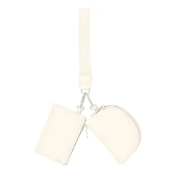 Dual - Pouch Wrist Strap Wallet: Compact Card and Coin Purse (Beige)