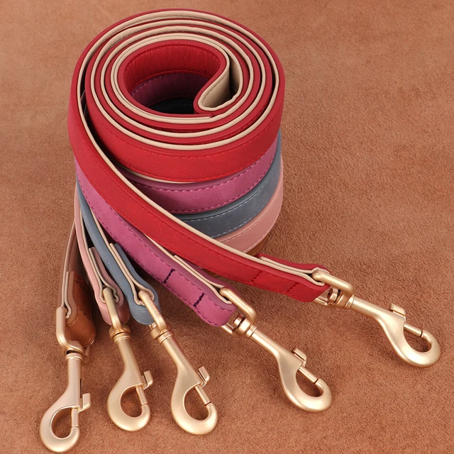 Soft Padded Dog Collar Leash Set PU Leather Pet Dog Collars Necklace With Walking Lead Rope Adjustable For Small Medium Dogs Pug 4
