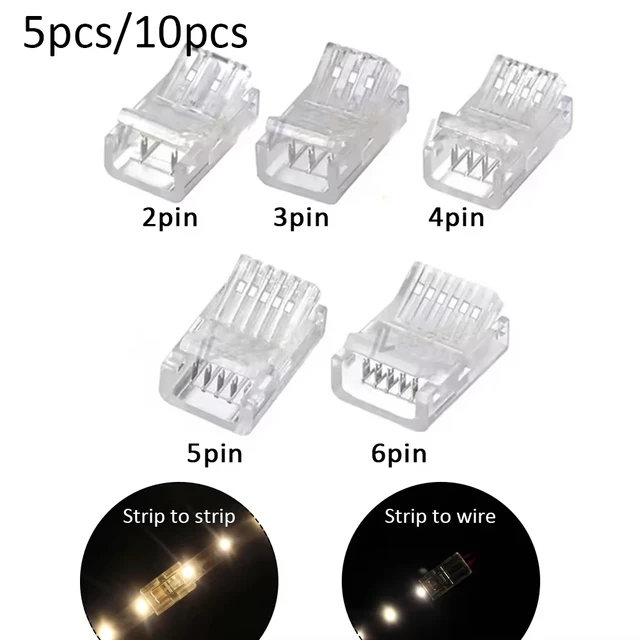 2Pin 3Pin 4Pin 5Pin 6Pin LED Connector 8mm 10mm 12mm LED Strip To Strip Strip To Wire for SMD LED Strip Light Connectors Buckle