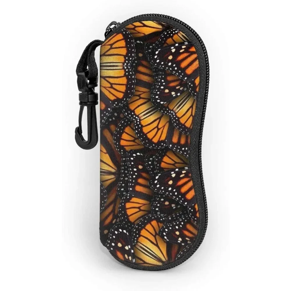 

Monarch Butterflies Glasses Case Pouch Zipper Soft Eyewear Storage Box Outdoor Travel Portable Anti-Pressure Sunglasses Bag