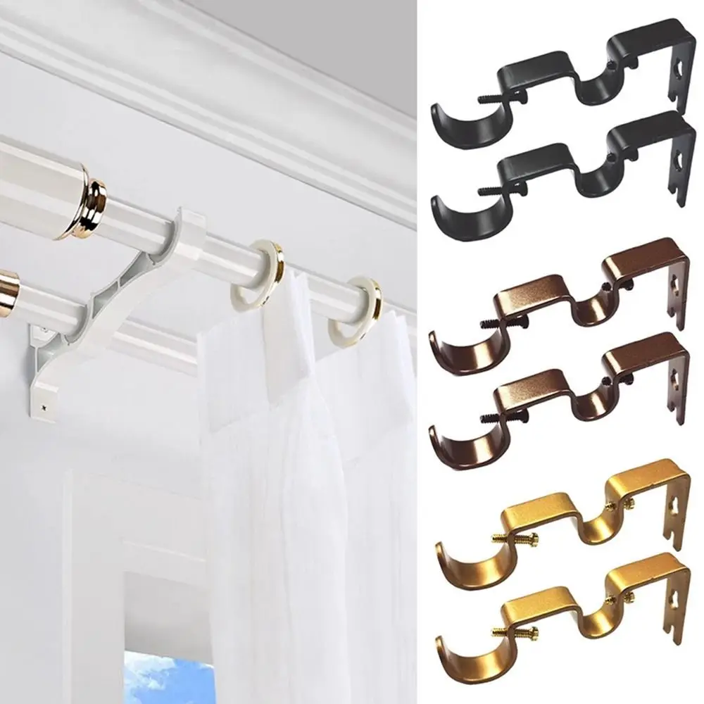 Curtain Rod Brackets Hanging Rack Hook Shower Curtain Pole Bracket Double Hang Hanger Holder Practical Bathroom Hardware