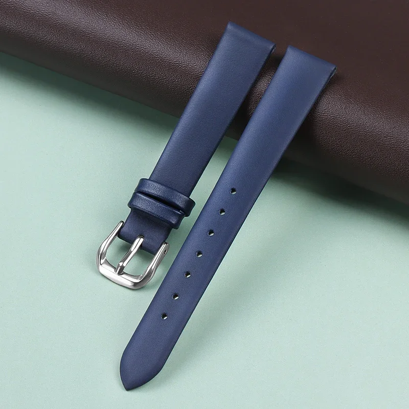 Luxurious Ultra-Thin Soft Leather Watch Strap with Pin Buckle - Sporty and Elegant Unisex Design