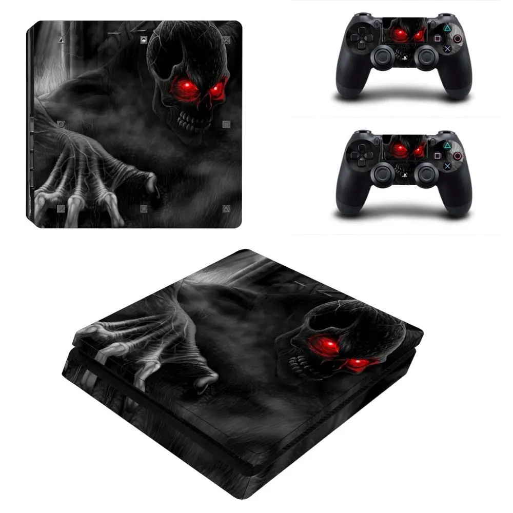 For PS4 Slim Vinyl Sticker For Sony Playstation 4 Slim Console+2 controller Protetive Sticker case For PS4 Slim Accessories 