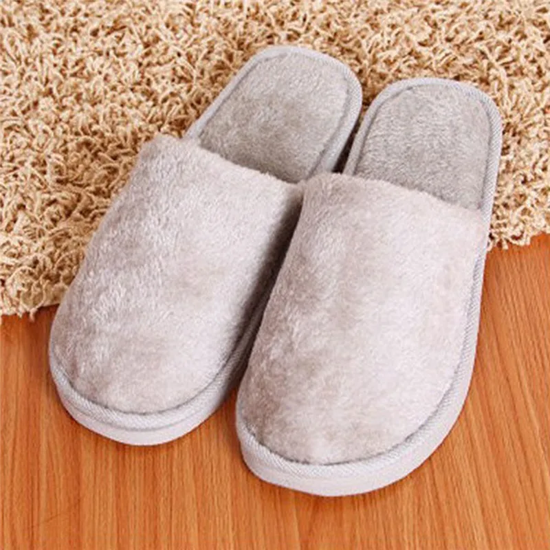 Soft Plush Cotton Slippers Shoes Autumn Winter Couple Unisex Non-Slip Floor Indoor Home Furry Slippers Women Shoes For Bedroom 3