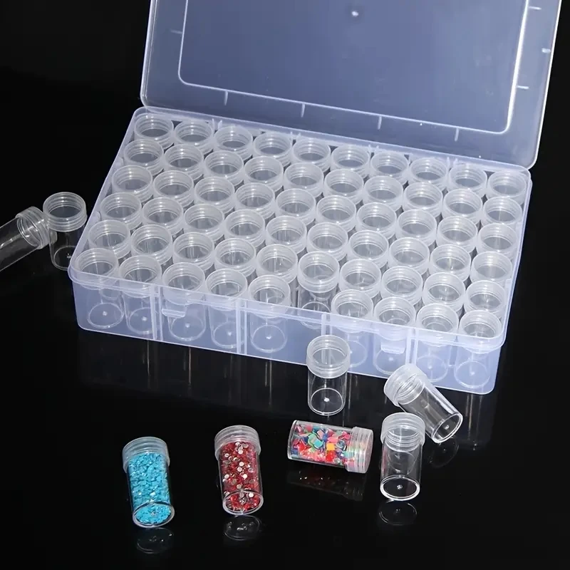 1pc 24/38/48/60/80 Slots Plastic Storage Box, DIY Diamond Painting Beads Charms Jewelry Accessories Organizer Box 4