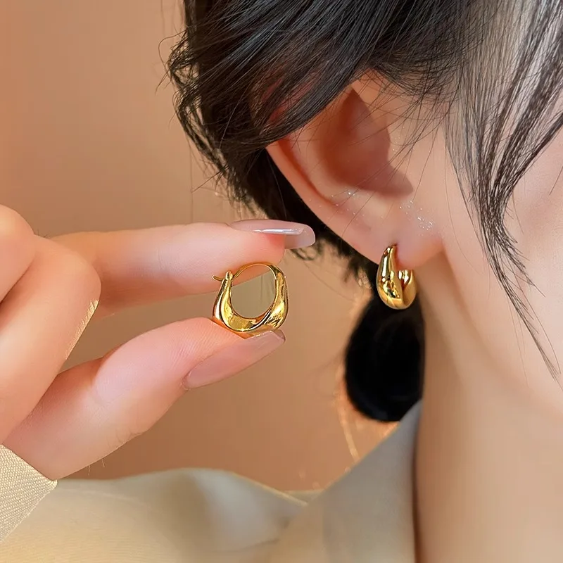 Vintage 925 Sterling Silver Earrings for Women Girls Ear Hoop Versatile Round Circle Drop Earrings Fashion Party Jewery Gifts