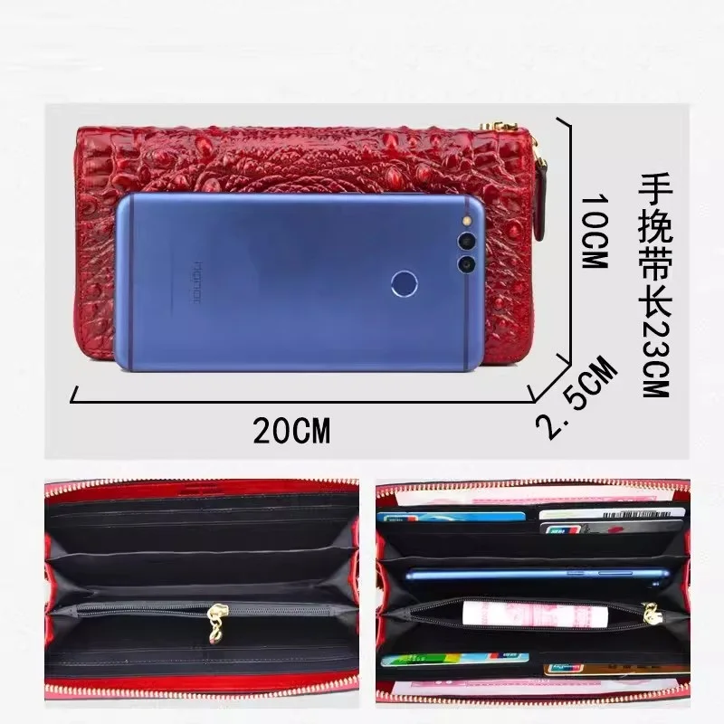 Crocodile Pattern Genuine Leather Woman Wallet Large Real Cow Leatther Purse Luxury Alligator Ladies Clutch Bag 6