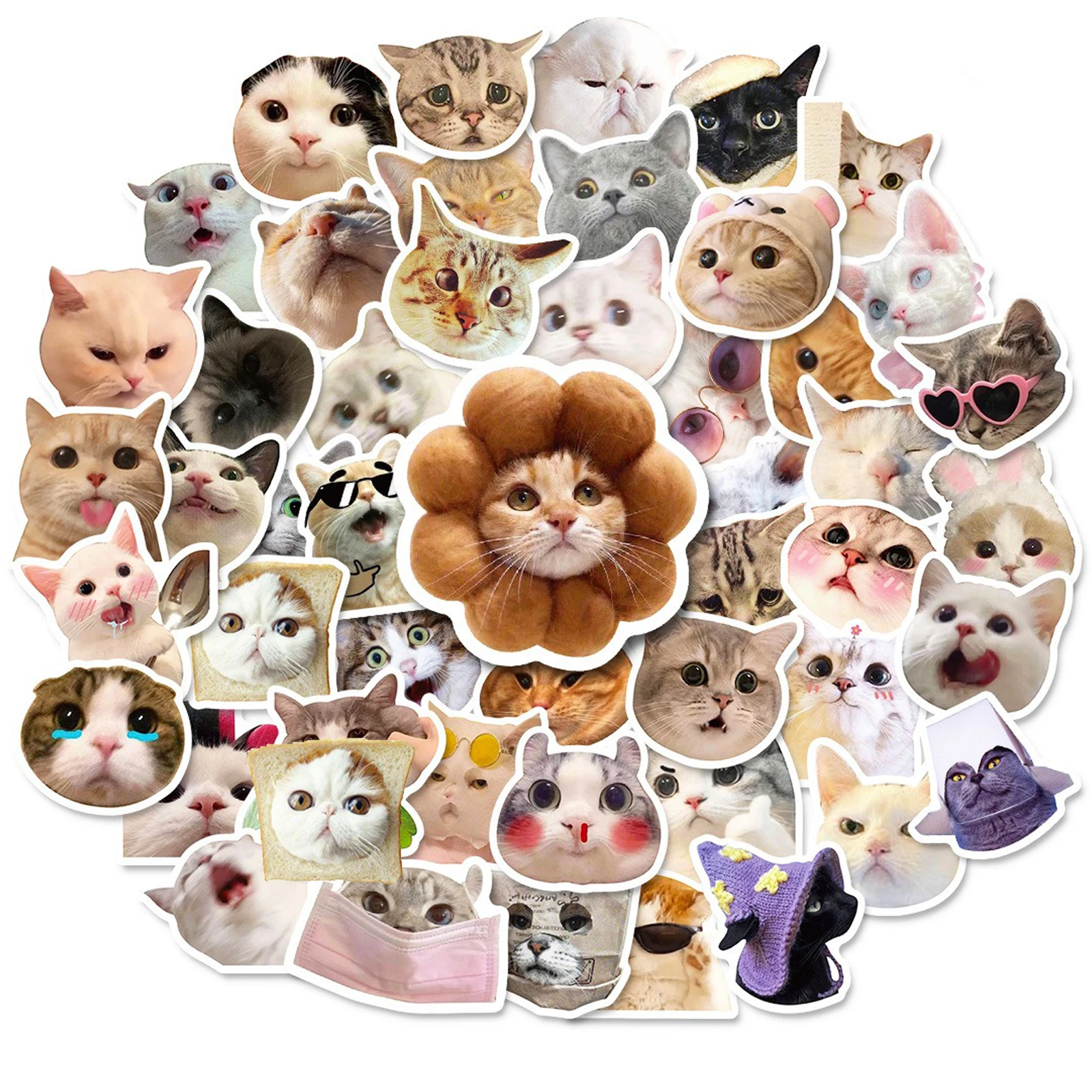 

50Pcs Kawaii Cat Stickers Funny Cats Waterproof Decals For Decorations Scrapbook Journal Water Bottle Laptop Luggage Sticker