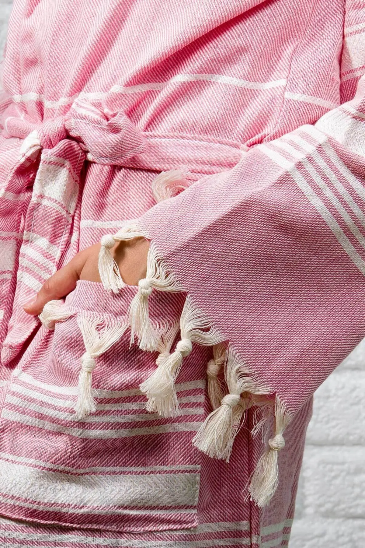 Handmade Bathrobe Peshtemal 100%Cotton Natural Hooded Bath Beach Shower Gown Stylish High Quality New Season Turkish Hand Woven
