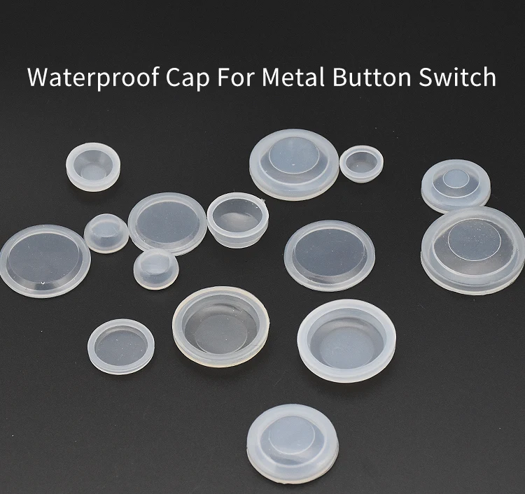 Description Picture 2 of item10Pc 10mm 12mm 16mm 19mm 22mm 25mm Metal Push Button Switch Protection Cover Silicone Waterproof Dust Cap