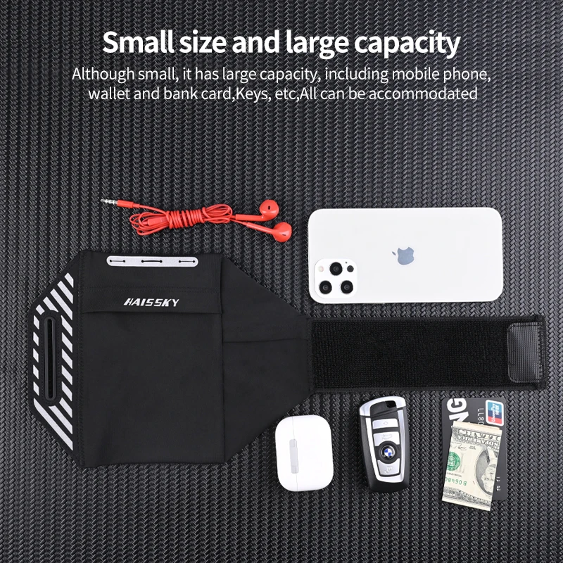 HAISSKY Slevee Outdoor Sports Running Bag Universal Men Women Belt Elastic GYM Workout On Hand Phone Cards Keys Storage Pouch 3