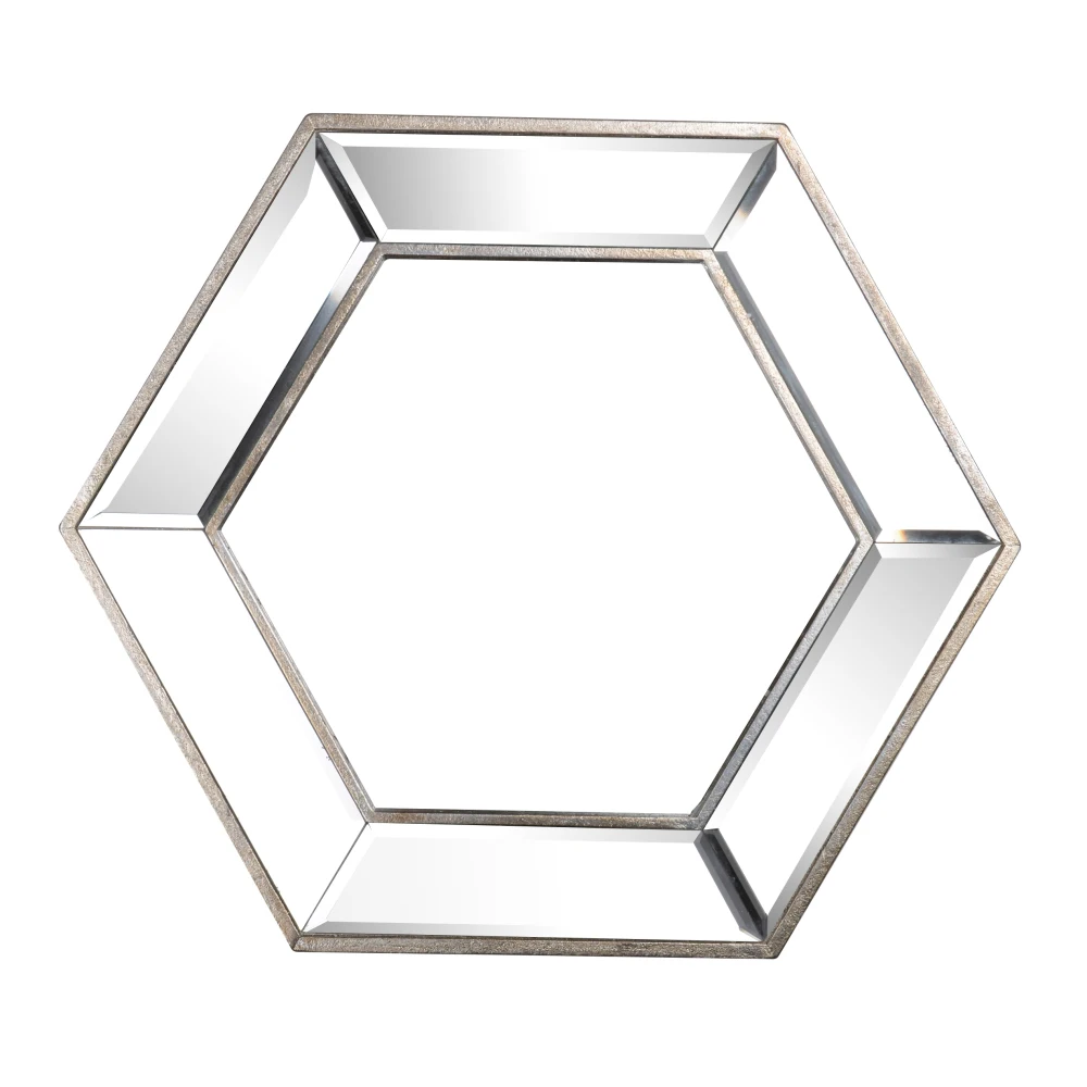 

20" x 18" Hexagon Wall Mirror with Contemporary Glass Design, Home Decor Accent Mirror for Living Room, Entryway, Bedroo
