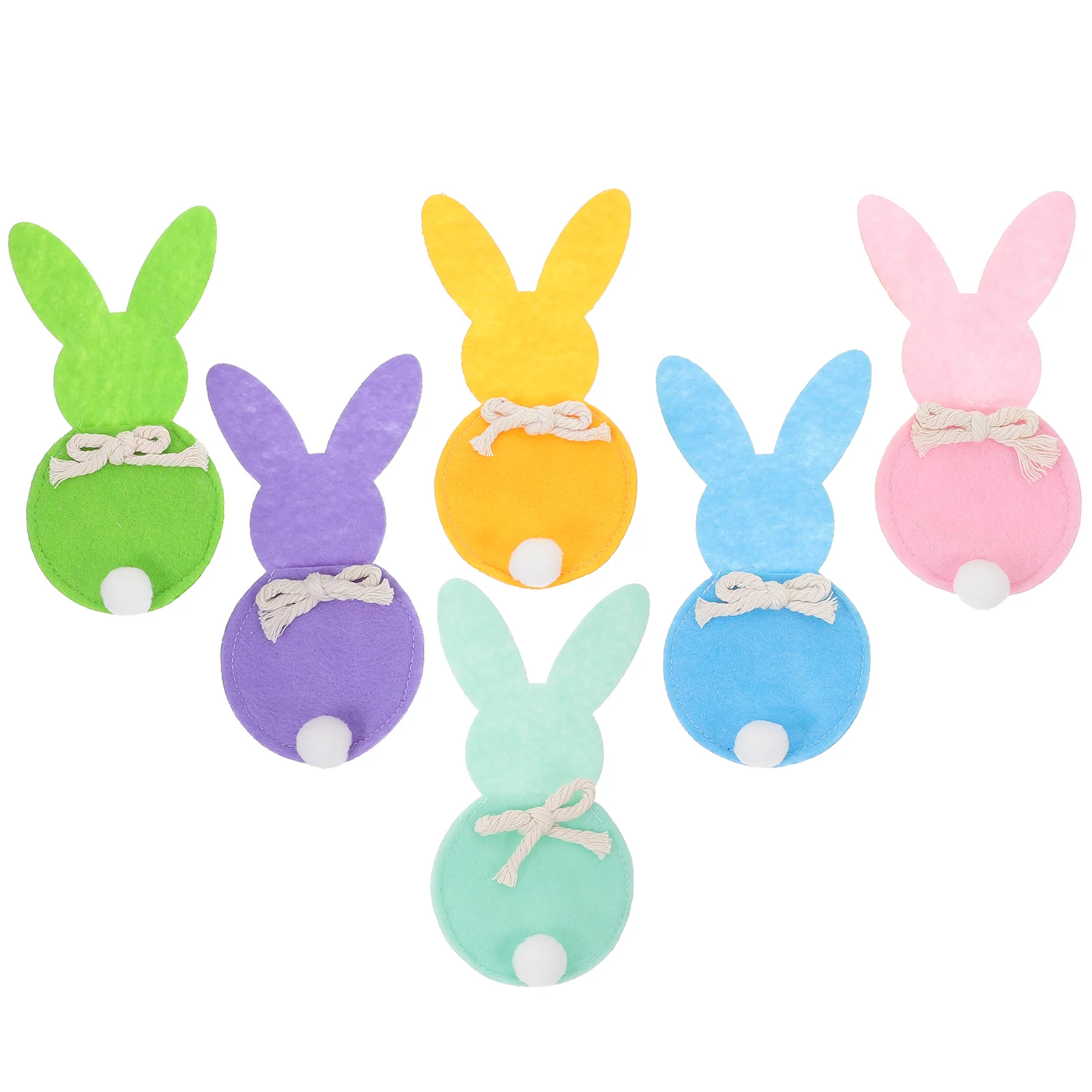 

6pcs Cutlery Storage Bags Easter Rabbit with Tail Fork Spoon Storage Pouches