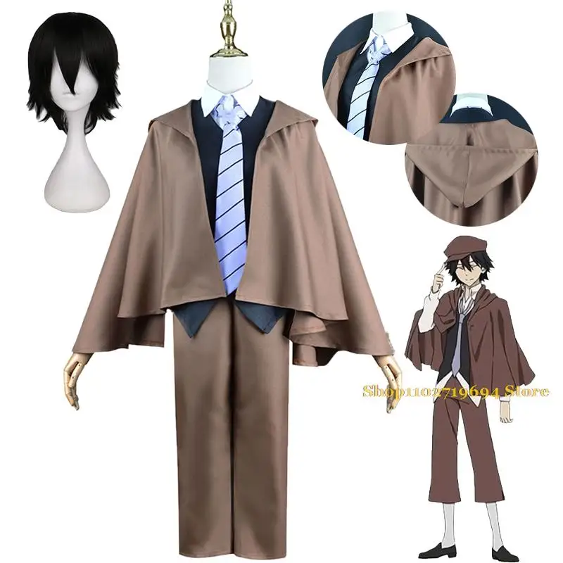 

Bungo Edogawa Rampo Cosplay Costumes Wig Unisex Detective Uniform Stray Suit Full Costumes Halloween Party Colthing Dogs