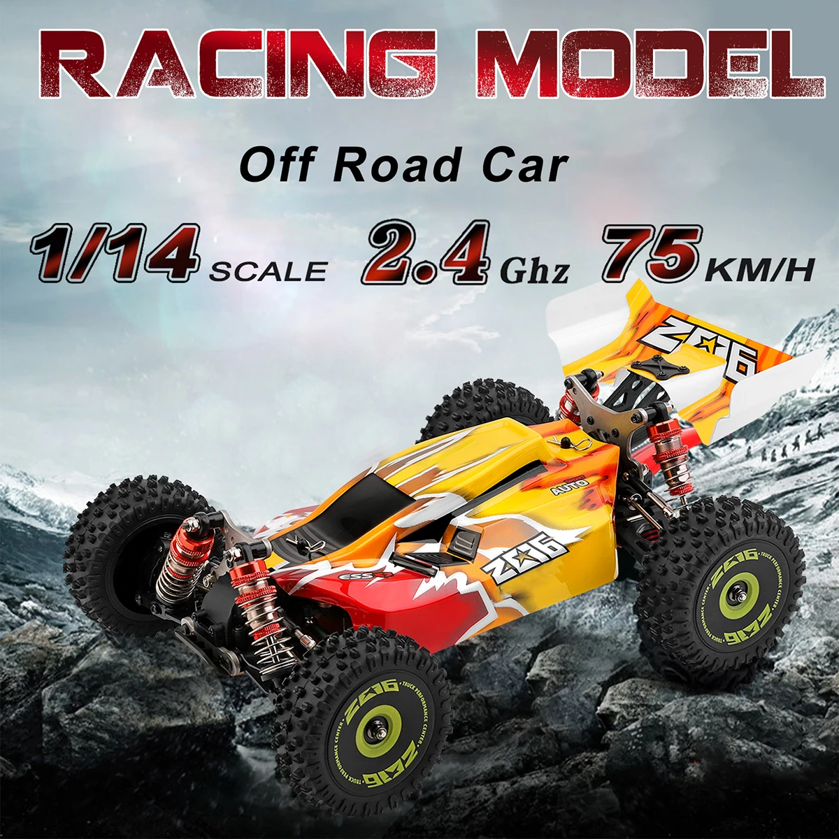 Wltoys XKS 144001 RC Car 75km/h Remote Control Car Off-Road Car High Speed 1/14 2.4GHz Racing Car 4WD RTR with Metal Chassis 4