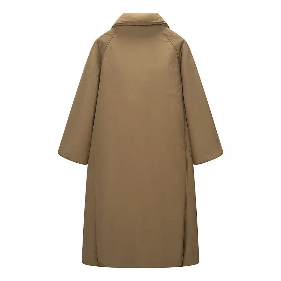 HH Frauen Lose drehen-unten Kragen Solide Taschen Mäntel Frau Mode Taste Zipper Lange Ärmel Lange baumwolle gefütterte Winter jacke – Detail 3