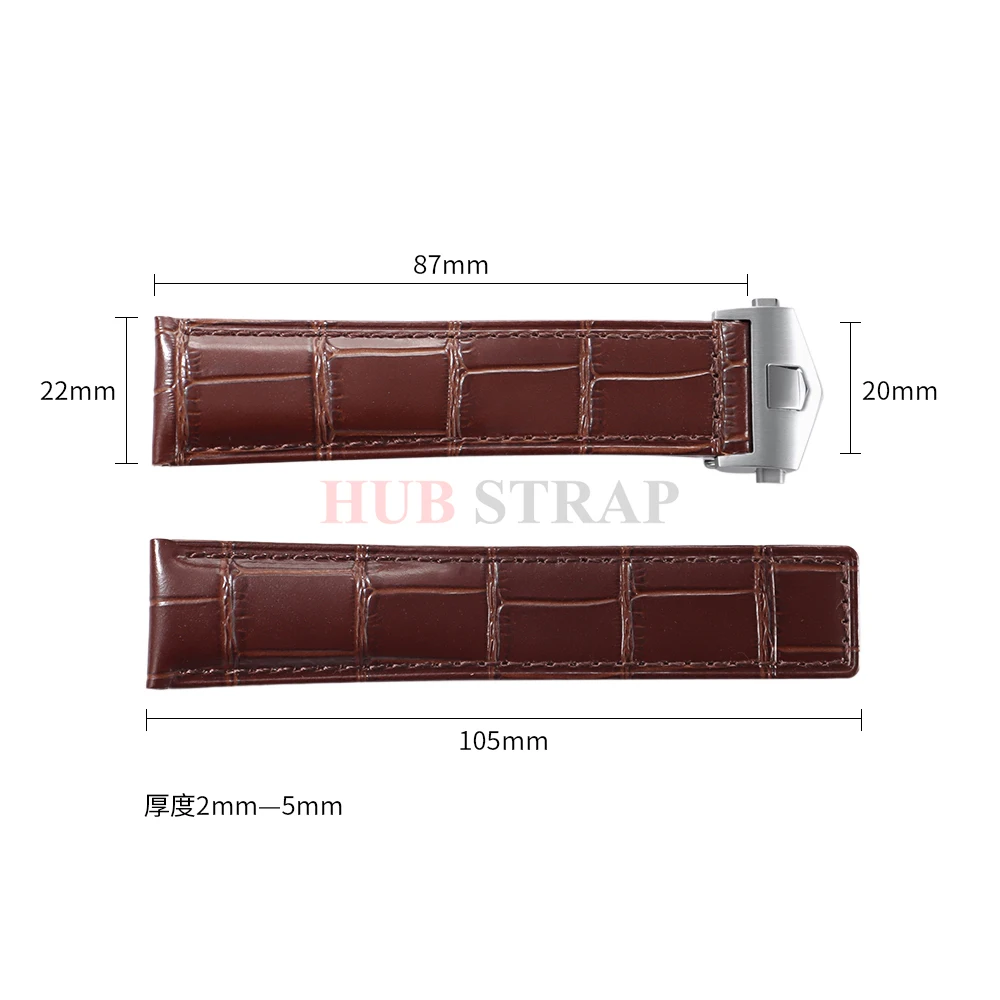 Premium Cowhide Leather Watchband - Waterproof Strap for Men and Women with Folding Buckle