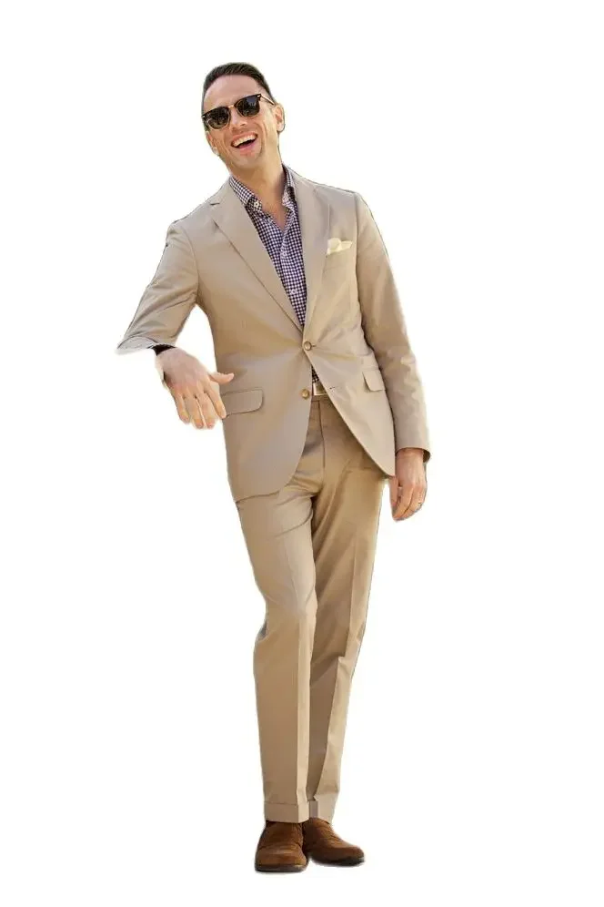 2024 Elegant Khaki 3 Piece Suit High Quality Groom Tuexdo For Wedding Formal Party Balzer For Men Casual Slim Fit Costume Homme