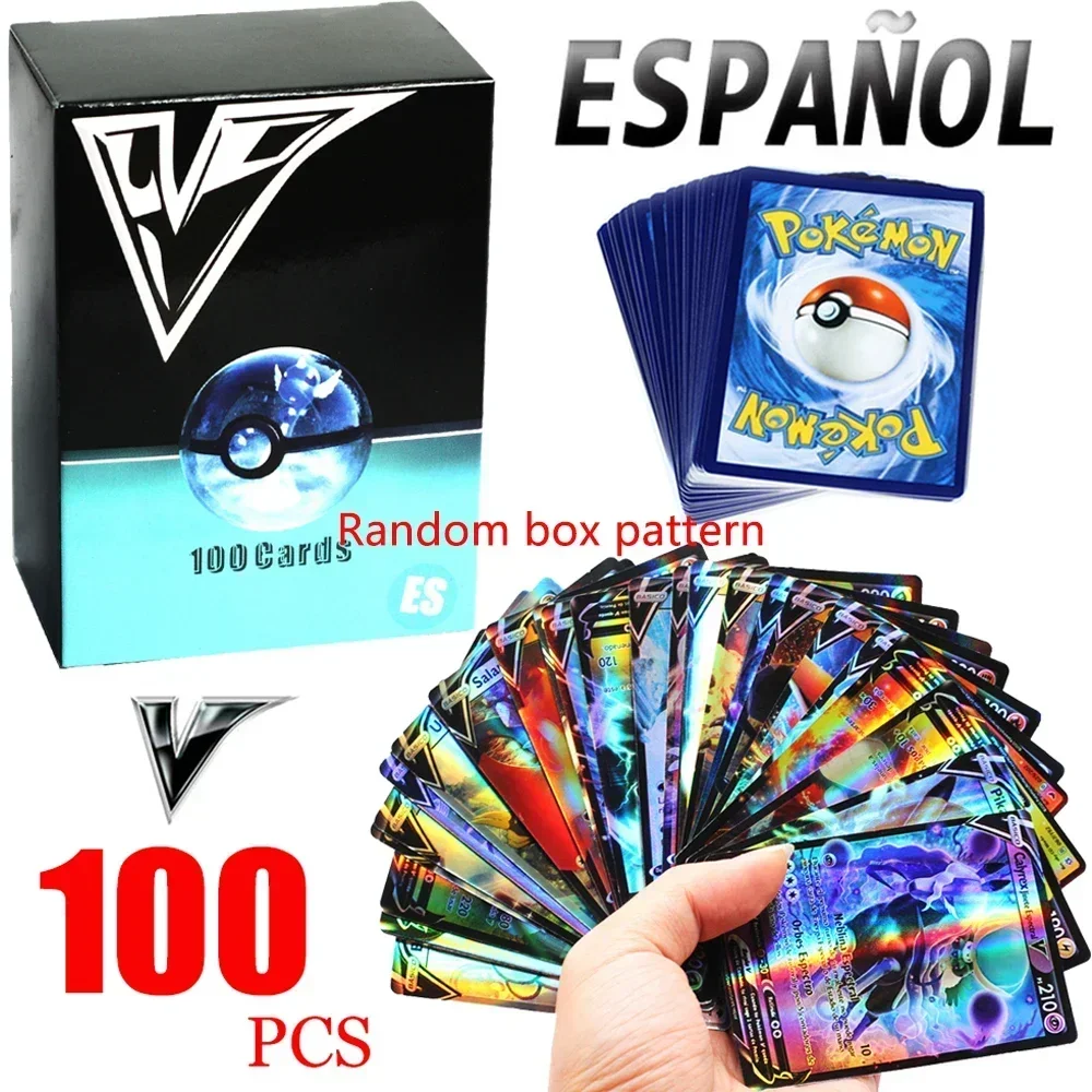 100PCS Spanish Pokemon Game Card GX V Mega Shining Game Battle Carte Trading Collection Cards Toys Children Gifts