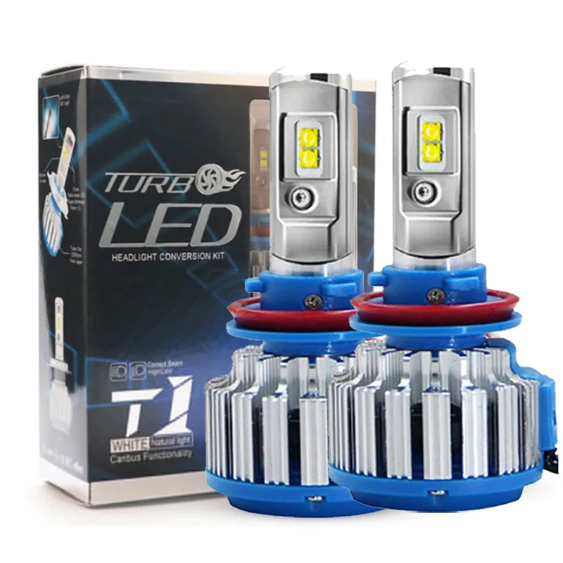 Фото Turbo Led T1 H4 H7 светодиодная фара 70 Вт H1 H3 H11 9004 9005 9006 9007 881 K 6000 лм Автомобильная фотолампа H13 №1