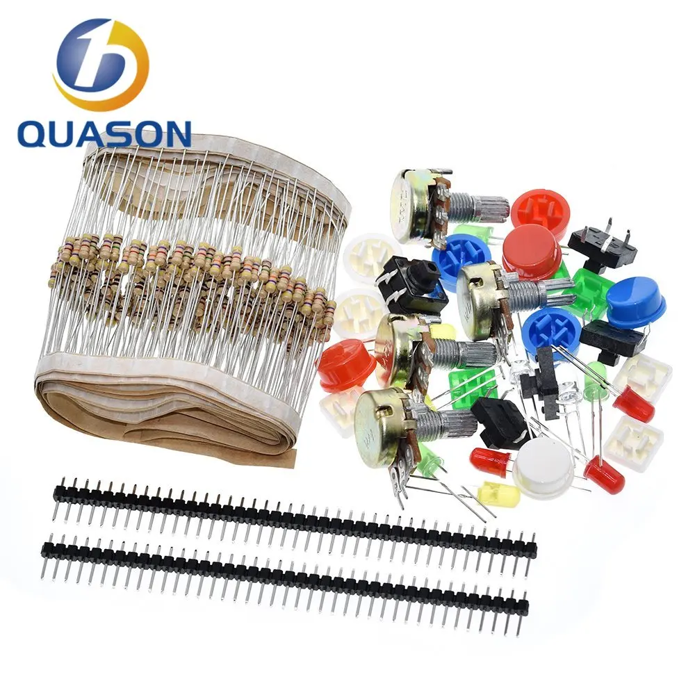 1 Set Pratico Kit Resistore Portatile Per Arduino Starter Kit R3 Led Potenziometro Interruttore Tattile Pin Header