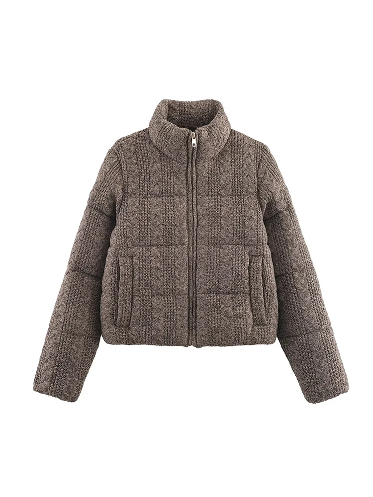  Fashion Solid Cotton Coat For Women Casual Turtleneck Full Sleeve Warm Jacket Autumn Winter Elegant Eemale Commuter Streetwear