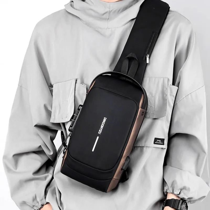 

New Chest Bag for Men Anti-theft Travel Bag Male USB Charging Multifunction Chest Bag Sling Pack Waterproof Men Crossbody Bag