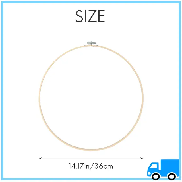 Adanse 3-Pack 14-Inch Bamboo Embroidery Hoops – Adjustable Wooden Hoops For Cross Stitch, Craft & Sewing
