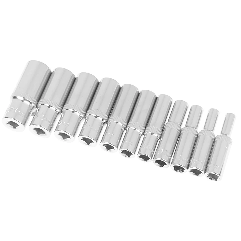 High-Quality 11-Piece Chrome Socket Set, 1/4-Inch Metric Drive, 6-Point Deep, 4-14mm