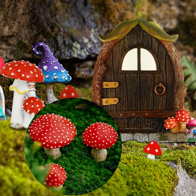 Porte féerique et champignons pour jardin, lueur dans la nuit, décoration  de jardin féerique, accessoires de jardin sauvage, Micro paysage Miniature  en résine - AliExpress