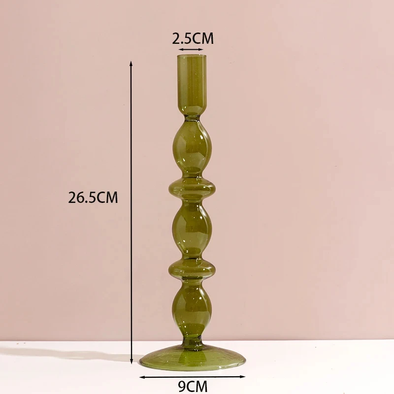 Candle holders dark green conical glass candle holder wedding table decoration