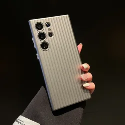 Luxury Matte Stripes Shockproof Phone Case with Camera Protection - S25 Ultra (Titanium Gray)