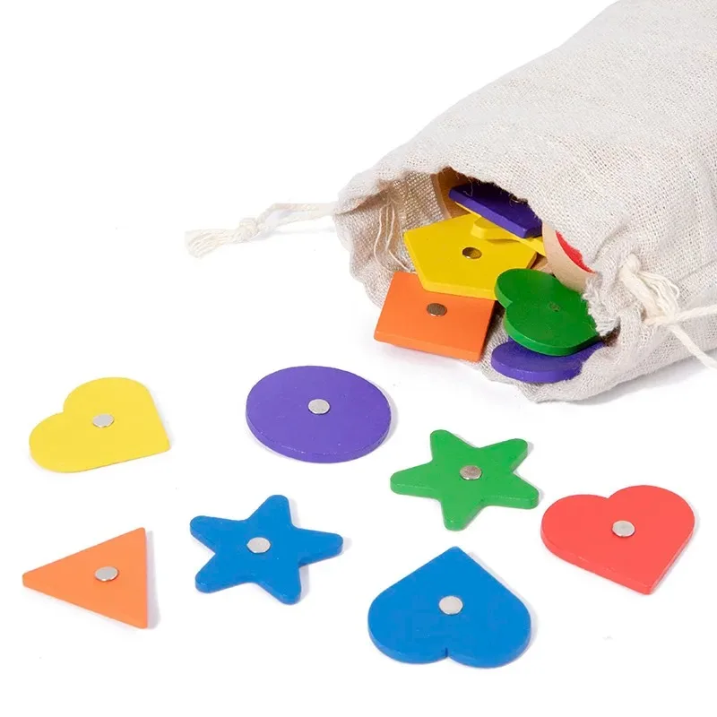 Children's Wooden Magnetic Color Shape Classification Cup Geometric Cognition Fishing Game Early Education Educational Toys 5