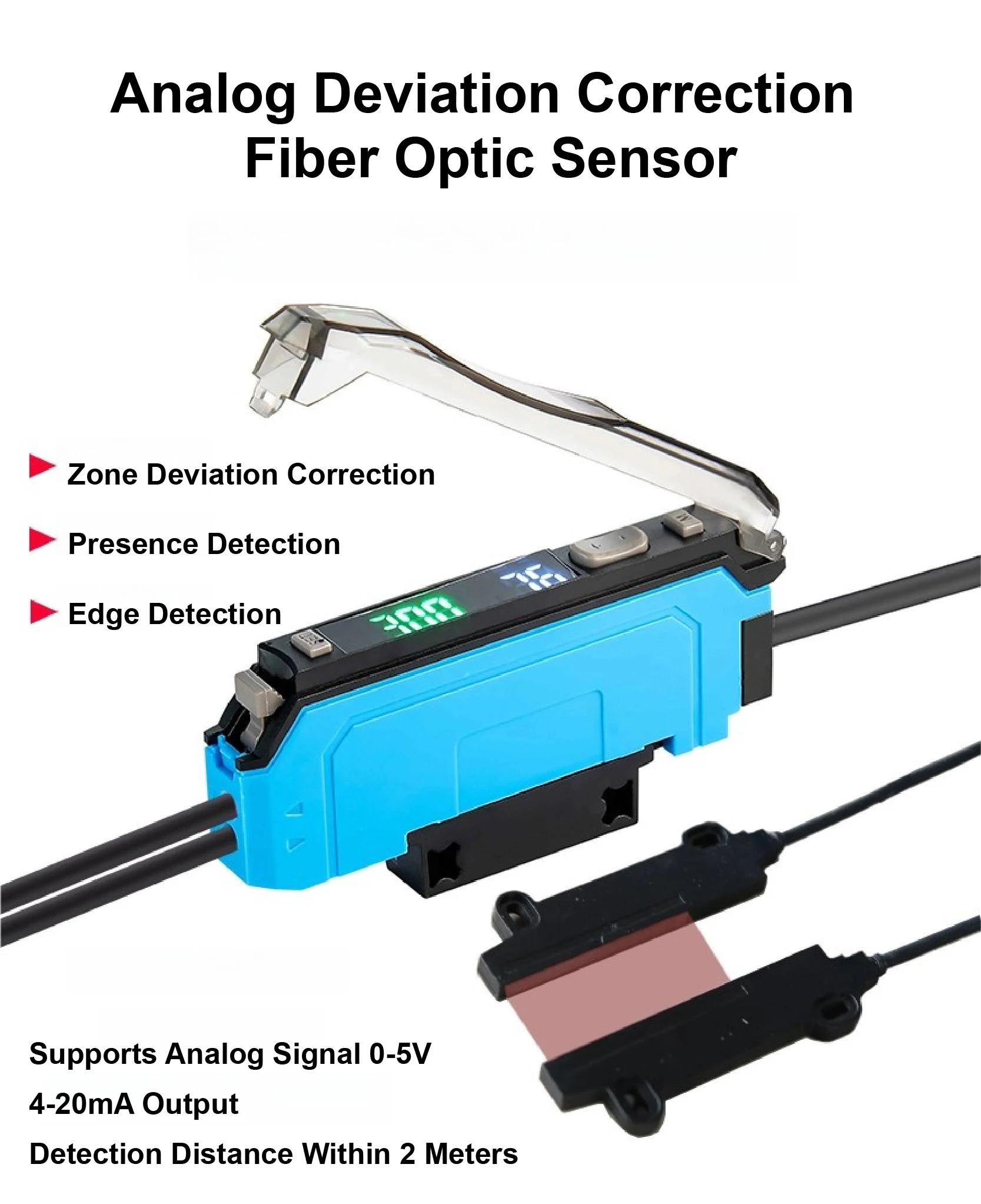 61MV LTE11LTE Fiber Optic Sensor Analog Web Edge Guide 4-20mA 0-5V NPN DC12-24V