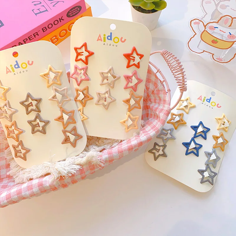 10Pcs/set Baby Colorful Star Hair Clips for Girls Glitter Metal Snap BB Clip Hairpin Headwear Infant Kids Hairclip Accessories