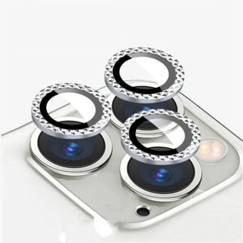 Diamond Camera Lens Protector Per Iphone 15 Pro Max 13 Mini Camera Metal Ring Glass Per Iphone 12 14Pro Max 15Pro Cappuccio Protettivo