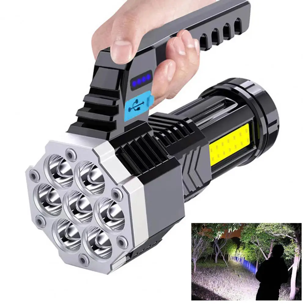 

7LED+COB Flashlights High Power COB Side Light Lightweight USB Outdoor Lighting Rechargeable Camping Torch Searchlight For Camp
