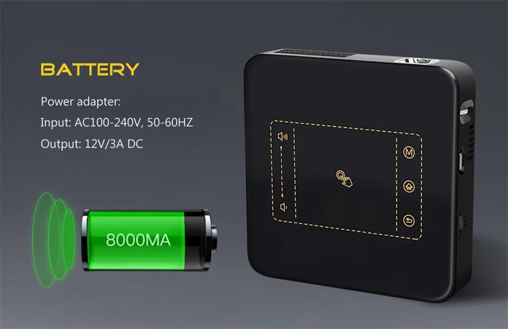 WZATCO D13 Built-in Battery Android Smart 32GB Mini Pocket Projector 4K Pico DLP LED WIFI Mobile Outdoor Beamer Proyector