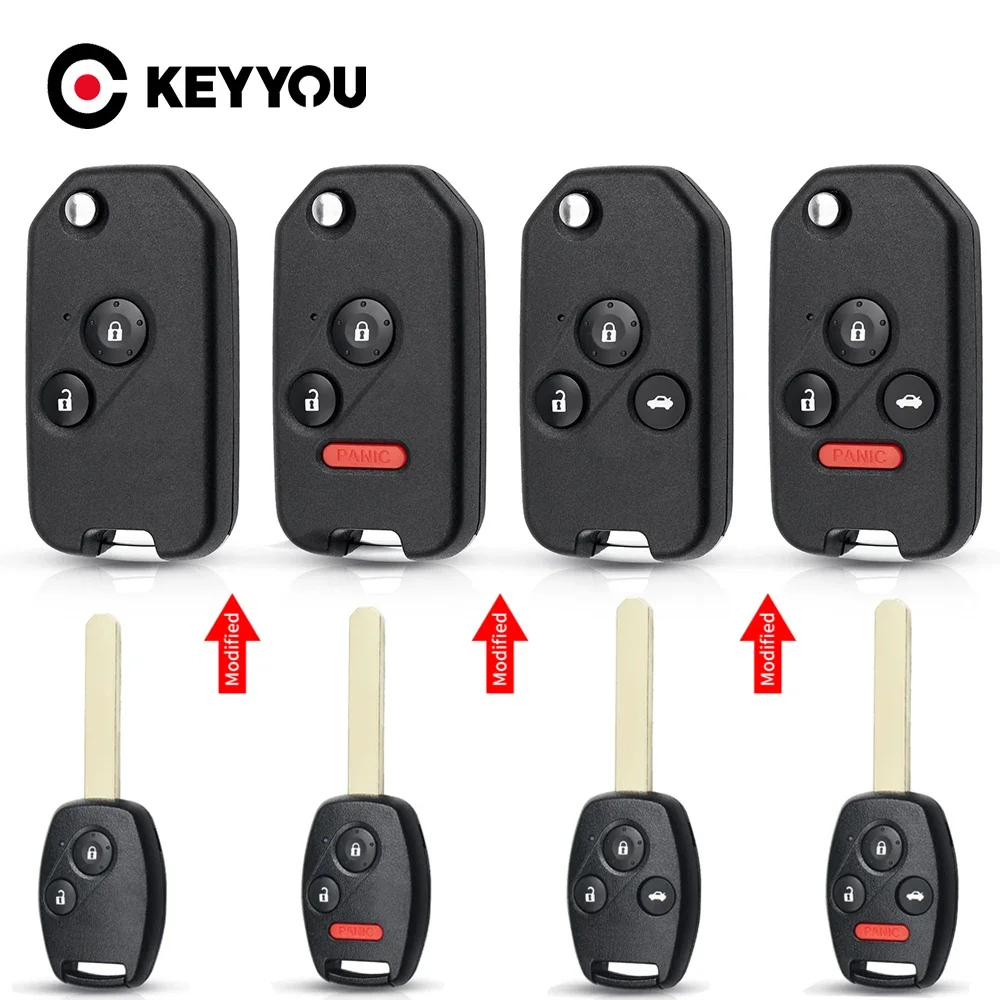 

KEYYOU For Honda Modified Car Key Case Fob For Honda Accord Civic 2006 2007 2008 2009 2010 2011 CRV 2018 Pilot 2/3/4 Buttons