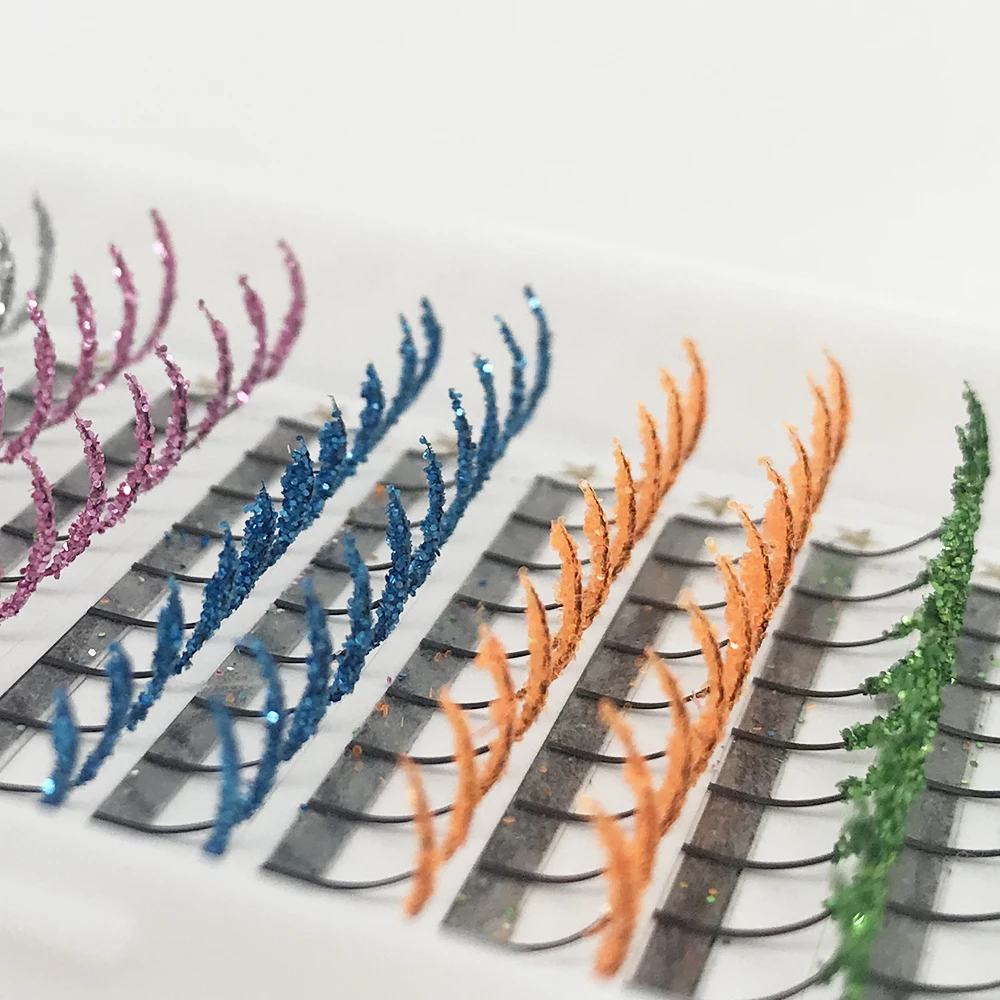 Description Picture 4 of item12 Rows Mix Color Fashion Glitter Fluffy Fairy Spikes False Eyelashes Shiny Fancy Diamond Colorful Eyelash Extension For Make Up