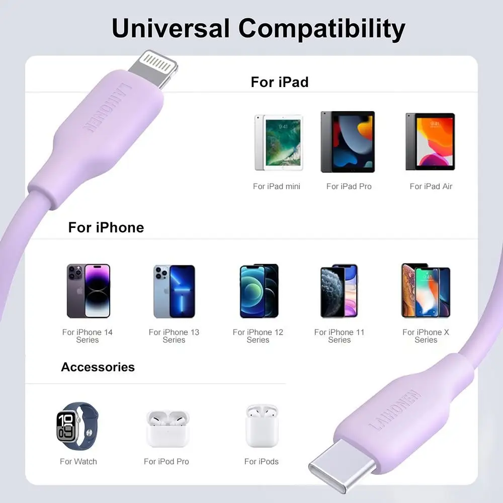Silicone Durable USB C to Lightning Fast Charging Cable