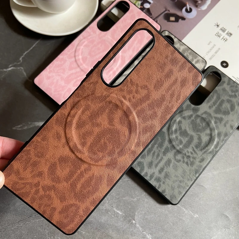 Magnetic Leather Leopard Floral Shockproof Phone Case with Mag-safe