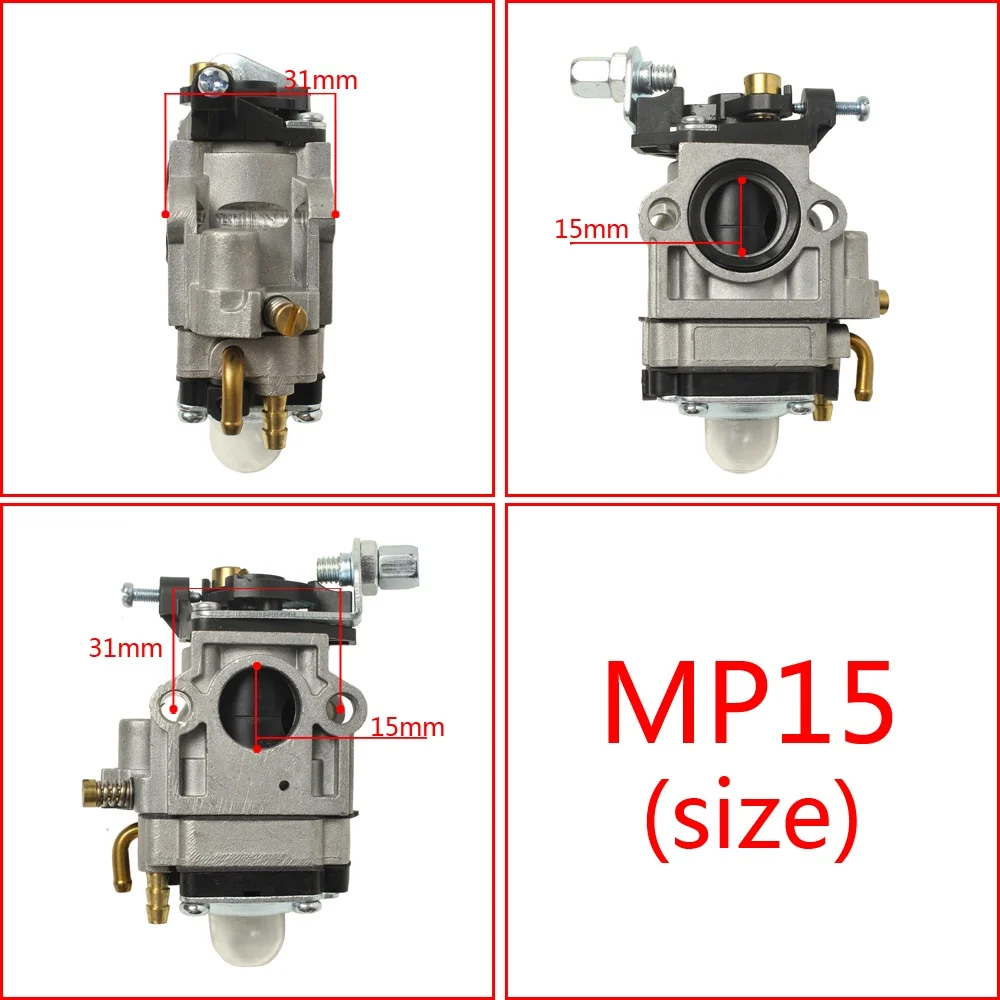 Фото Карбюратор 11 мм, 15 мм для MP11 MP15 43CC 52CC CG430 CG520 BC430 BC520, 4-тактный двигатель для газонокосилки №3