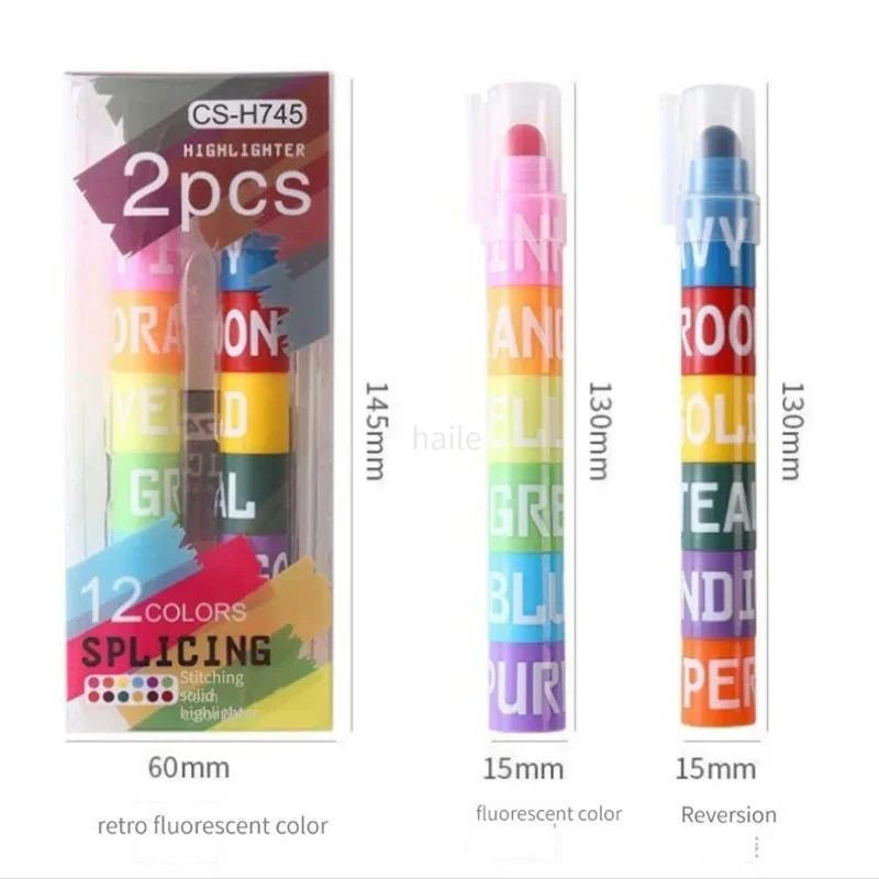 Gel Highlighter Markers 6/12pcs/set Colors Rainbow Mini Splicing Pastel Office School Stationery Painting Mark Art Supplies