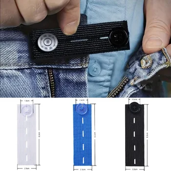3 Pcs/set Jeans Extension Buckle Elastic Adjustable Waist Button Belt Lengthening for Trousers Pant Waistband Extender Unisex