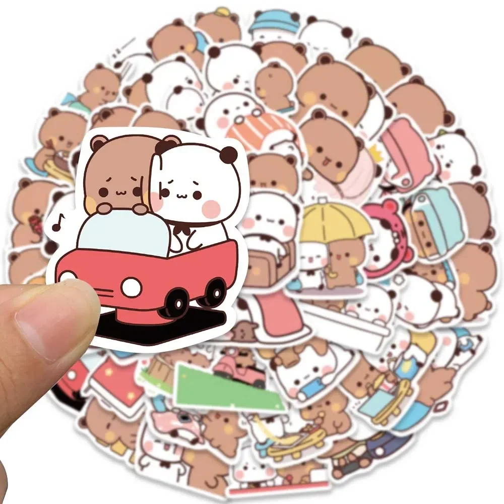 50pcs Bubu and Dudu Stickers Cute Bear Couple DIY Toy Doodles Decorative Graffiti Decal Phone Bottles Scrapbook Waterproof