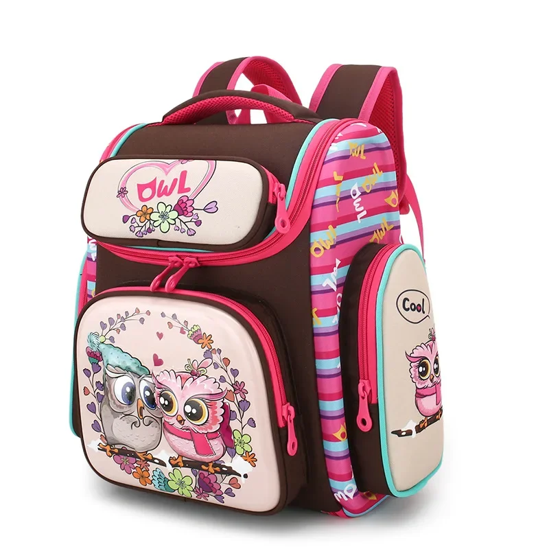 Newest 3D Cartoon Owl Kids School Bag for Girls Orthopedic Primary Schoolbag Folded Children School Bag for Boys Knapsack 2
