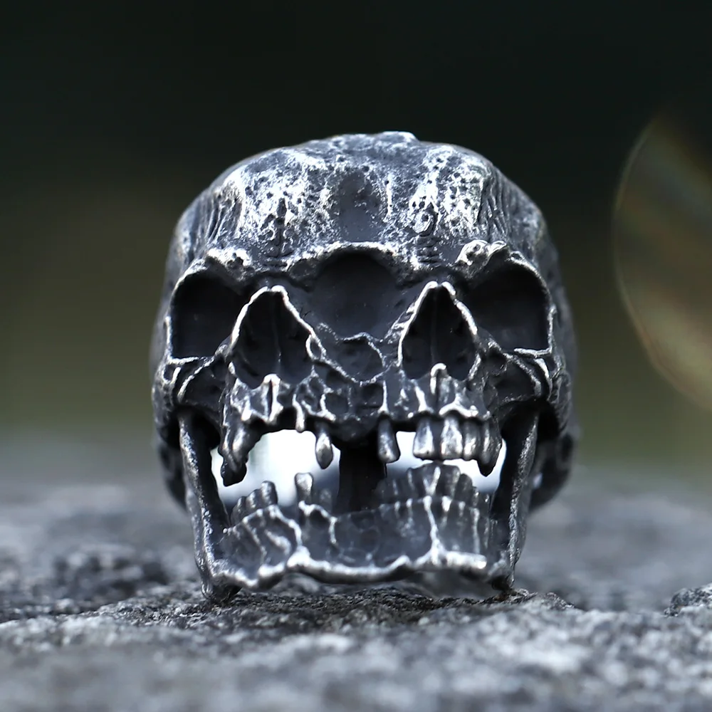 NEW Men's 316L stainless steel Double headed Skull ring Gothic